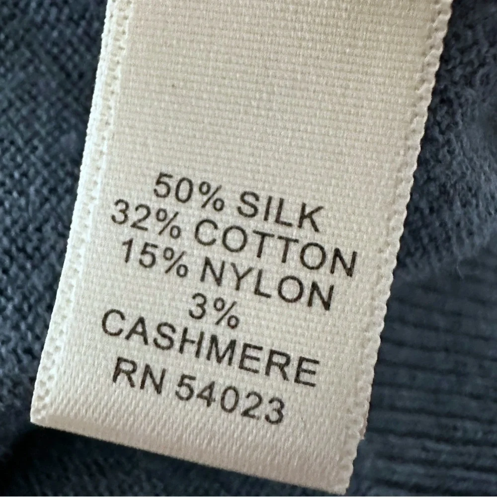 Banana Republic Mens Cardigan Sweater Sz M Silk Cashmere Blend V Neck Blue Casua
